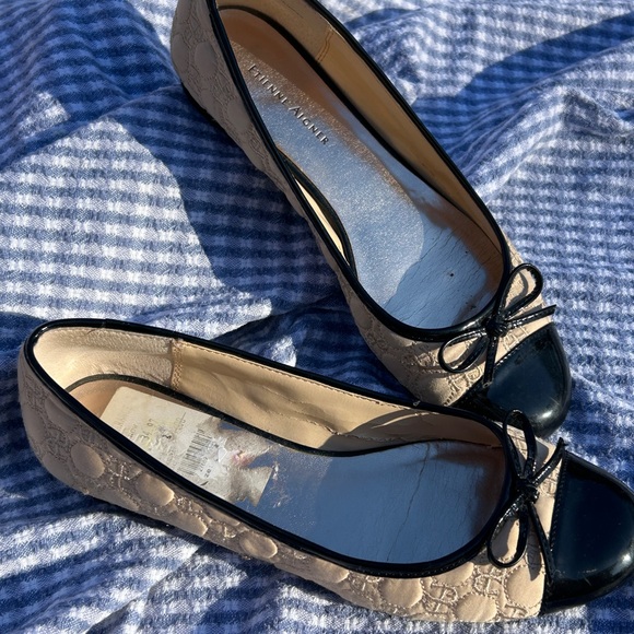 Etienne Aigner Shoes - Old Money Cream and Black Flats with Bow
